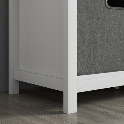 HOMCOM Shoe Storage Bench, with Cushion Seat - White/Grey 