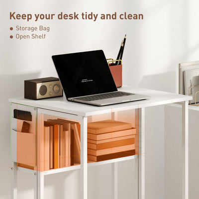 HOMCOM 63 cm Drop Leaf Writing Work Desk - White 
