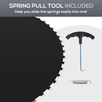 SPORTNOW Trampoline Replacement Mat with Spring Pull Tool, 42 V-Hooks, for 8ft Trampoline using 14cm Springs, Black 