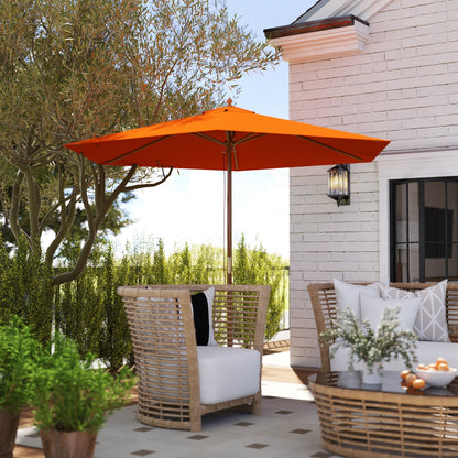 Outsunny 2.5m Wood Garden Parasol Sun Shade Patio Outdoor Wooden Umbrella Canopy Orange 