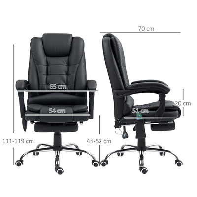 Vinsetto Heated 6 Points Vibration Massage Executive Office Chair Adjustable Swivel Ergonomic High Back Desk Chair Recliner with Footrest Black 