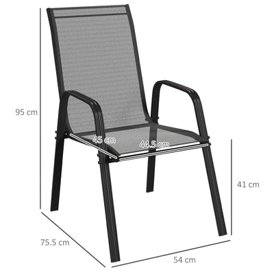 Outsunny Set of Four Stackable Mesh Seat Chairs - Black 