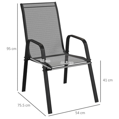 Outsunny Set of Four Stackable Mesh Seat Chairs - Black 