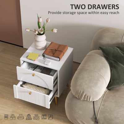 HOMCOM 2-Drawer Bedside Table Set of 2 - White 