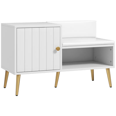 HOMCOM Shoe Storage Unit, with Padded Seat - White 