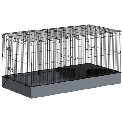 PawHut 2 in 1 Guinea Pig Cage, Rabbit Cage Pet Playpen with 2 Separate Area, Waterproof Oxford Fabric Floor for Hedgehogs 