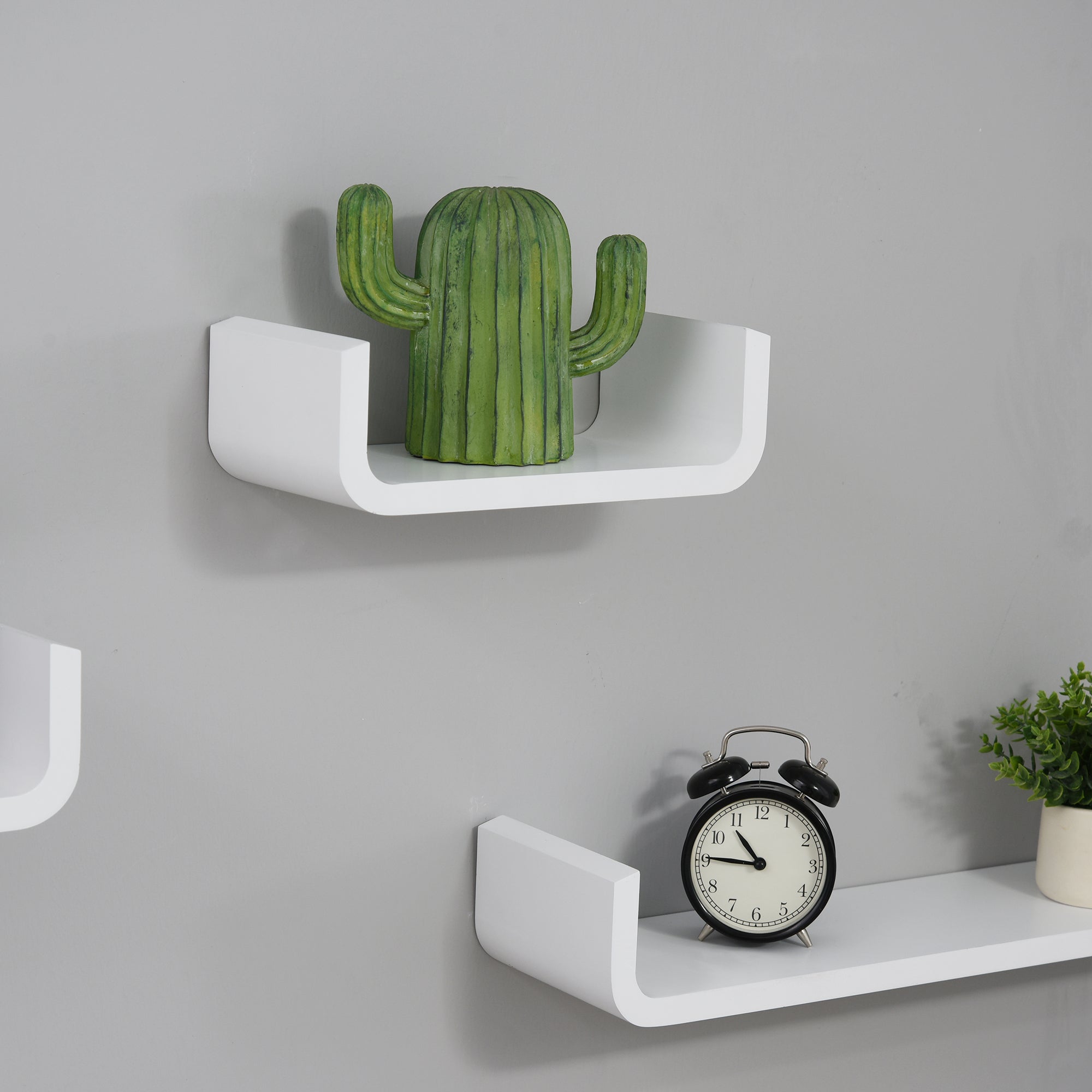 HOMCOM Floating Shelves, Set of 3 Wall Shelf, Shelves for Wall Invisible Mounting, Bedroom Living Room, White 