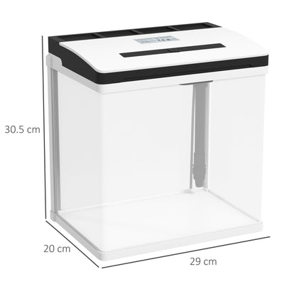 PawHut 13L Glass Aquarium Fish Tank with Filter, LED Lighting, for Betta, Guppy, Mini Parrot Fish, Shrimp, 29 x 20 x 30.5cm 