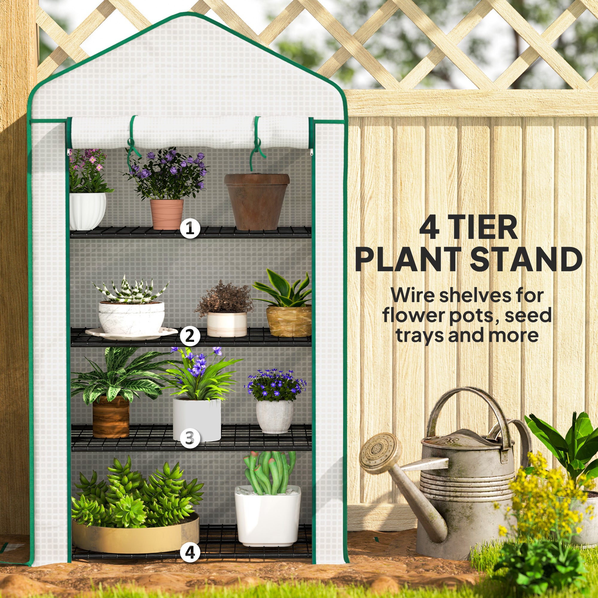 Outsunny Four-Tier Mini Greenhouse, with Reinforced Plastic Cover 