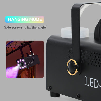 HOMCOM Smoke Machine with 3 RGB LED Lights with 13 Colours and 4 Effects, 450W 2000CFM Fog Machine with Wired and Wireless Remote Controls for Halloween Christmas Wedding Party Disco Dj Stage Effect 