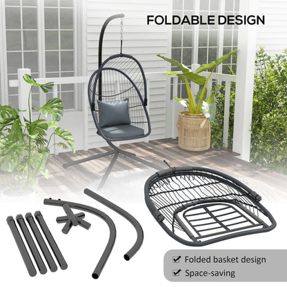Outsunny Single Egg Chair, with Steel Frame Stand - Grey