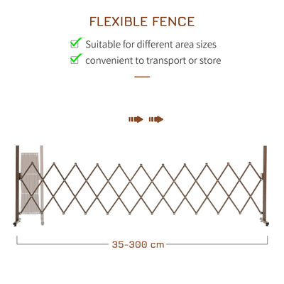 Outsunny Set of 2 Expanding Garden Fencc, Aluminium Freestanding Foldable Picket Fence, 300cmx103.5 cm, Dark Brown 