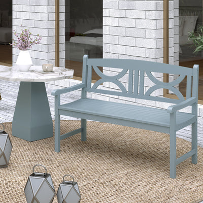 Outsunny 2-Seater Wooden Garden Bench Outdoor Patio Loveseat for Porch, Grey 