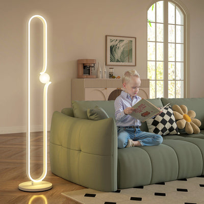 HOMCOM LED Floor Lamp, Dimmable Floor Standing Lamp with Glass Night Light, Foot Switch for Living Room, Bedroom, Office, White 