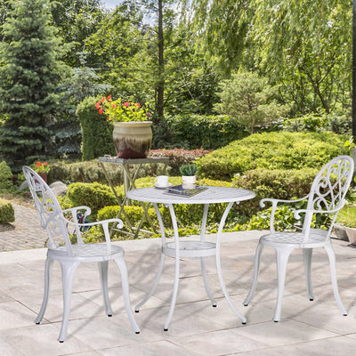 Outsunny Three-Piece Elegant Aluminium Garden Set - White 