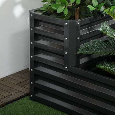 Outsunny 2 Tier Raised Garden Bed, Galvanised Planter Box with Open Bottom for Vegetables Flowers Herbs, 120x101x58cm, Dark Grey 