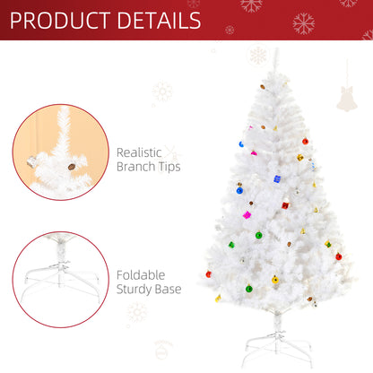 HOMCOM 6ft Snow Artificial Christmas Tree w/ Metal Stand Decorations Home Seasonal Elegant Faux White 