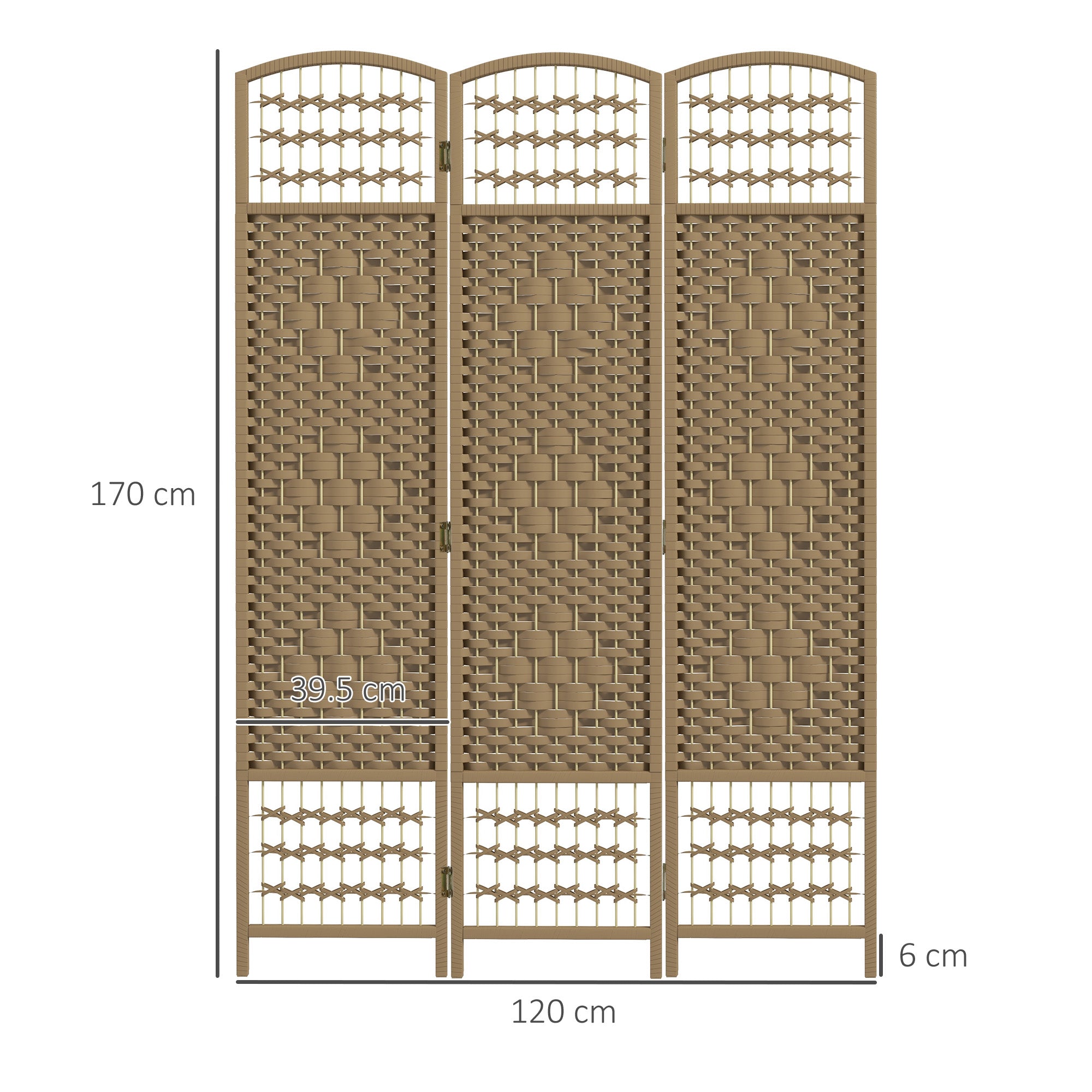 HOMCOM 3 Panel Folding Room Divider, Privacy Screen, Freestanding Paravent Partition Separator Natural Wood 