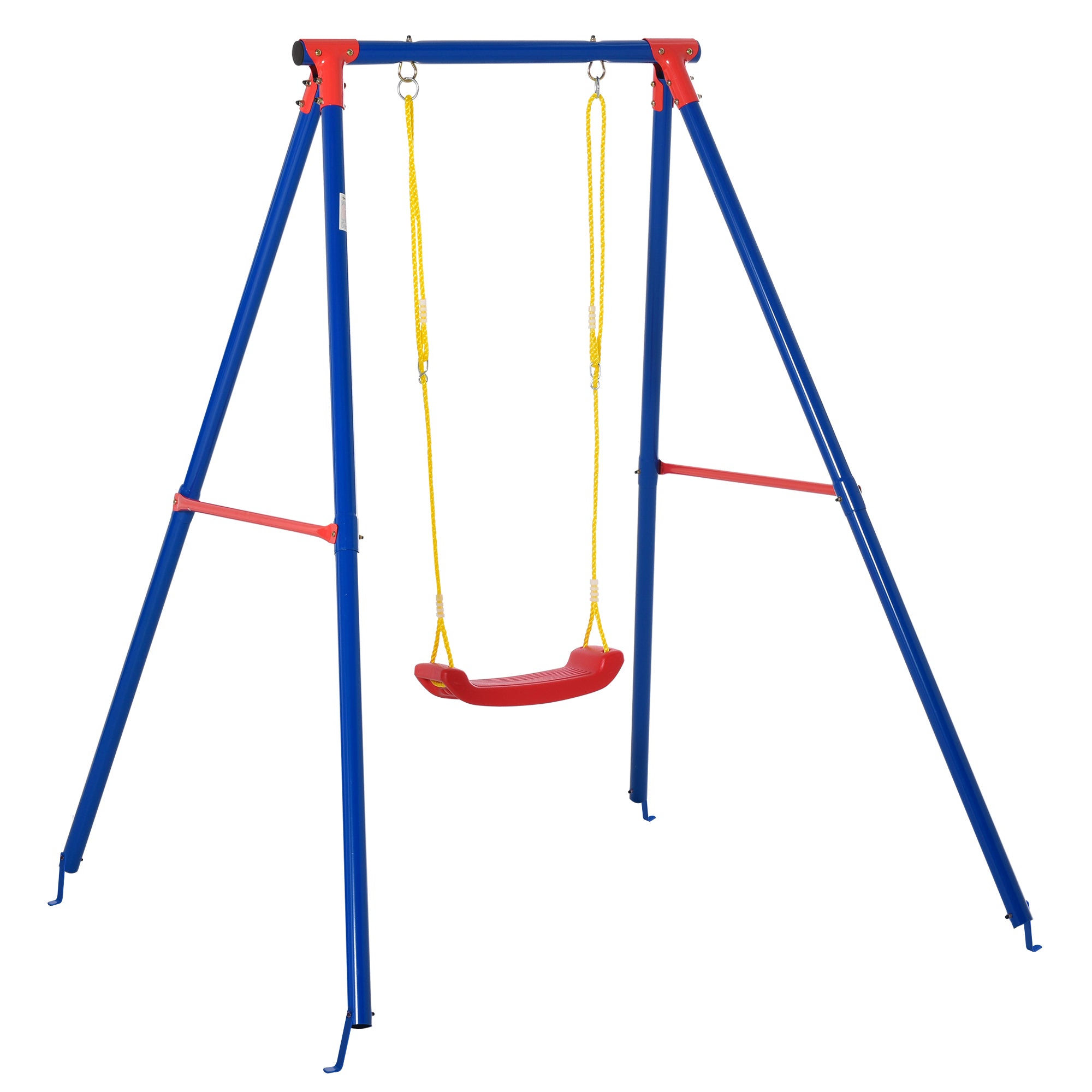 Outsunny Kids Swing Set Toddler Swing Adjustable Rope Heavy Duty A-Frame Stand Outdoor Playset for 3-8 Years Old Blue 