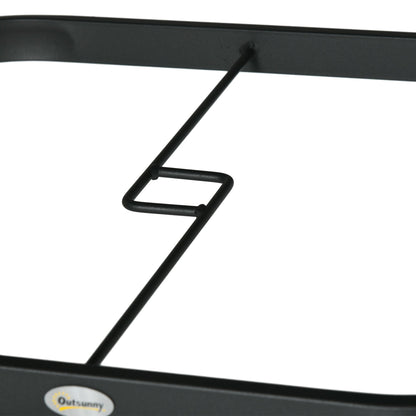 Outsunny 5 Pieces Garden Dining Set with Cushions, Outdoor Patio Table and 4 Stackable Chairs, Metal Top Table with Umbrella Hole, Black 