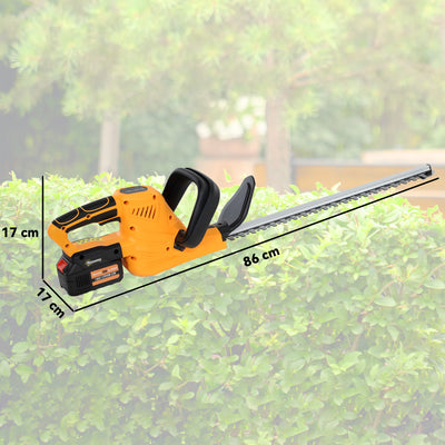 Outsunny Cordless Hedge Trimmer, Electric Hedge Cutter with 51cm Blade, Brushless Motor and 2 x 4.0Ah Batteries for Branches, Shrubs, Twigs, Orange 