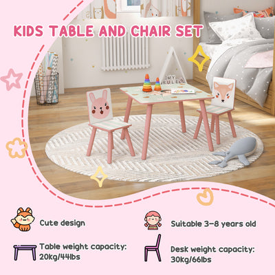 ZONEKIZ Kids Table and Chair Set and Kids Easel with Paper Roll, Storage Baskets, Kids Activity Furniture Set, Pink 