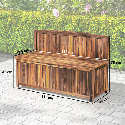 Outsunny Wood Storage Bench for Patio Furniture, Outdoor Garden Seating Tools, Brown 