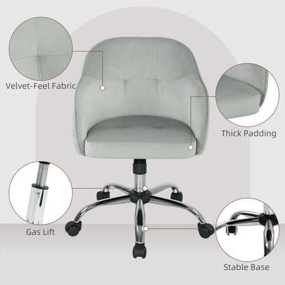 HOMCOM Velvet-feel Swivel Office Chair - Grey