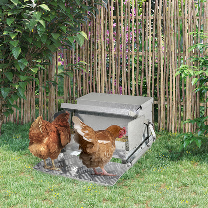 PawHut 11.5KG Automatic Chicken Poultry Feeder Rat Proof Treadle Self Opening with Galvanized Steel and Aluminium 