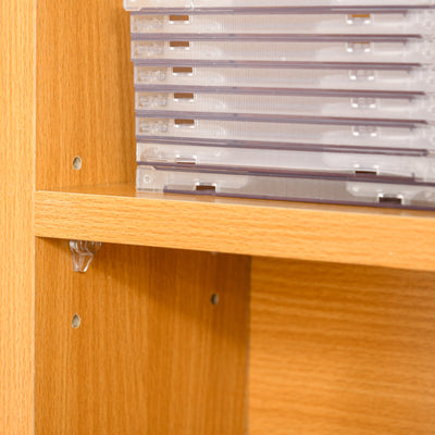 HOMCOM CD Storage Unit with Adjustable Shelves, 89 x 130.5 cm, Beech Wood Finish 