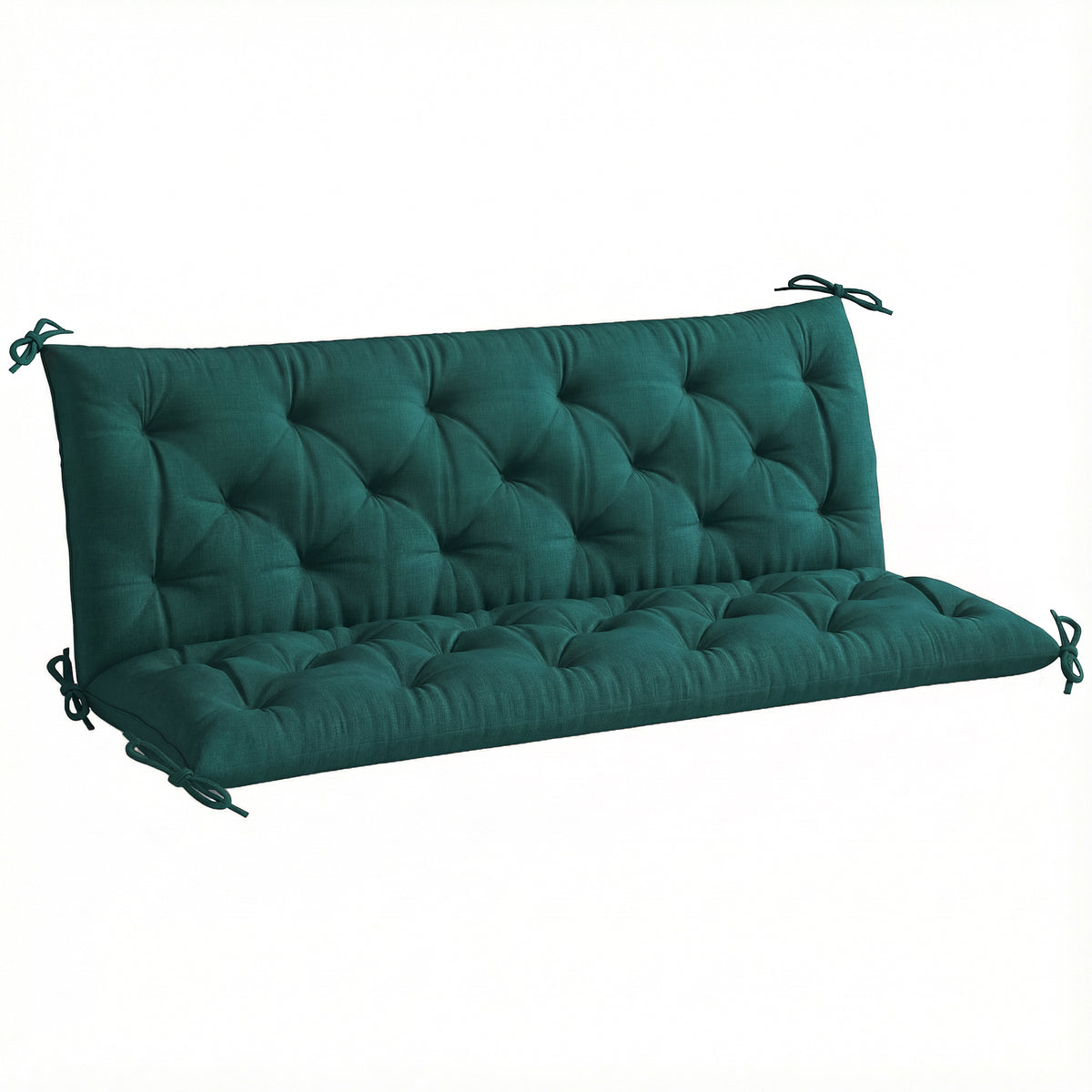 Outsunny 3 Seater Bench Cushion, Garden Chair Cushion with Back and Ties for Indoor and Outdoor Use, 98 x 150 cm, Green 