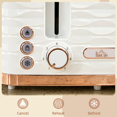 HOMCOM Four-Slice Rippled Toaster - White 