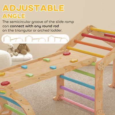 AIYAPLAY 9 in 1 Toddler Climbing Frame with Ramp, Slide, Arch, Ladder, Blackboard for 18-48 Months 