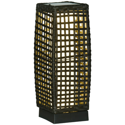 Outsunny Outdoor Rattan Solar Lantern, Brushed PE Wicker Patio Garden Lantern wtih Auto On/Off Solar Powered LED Lights for Indoor & Outdoor Use, Porch, Yard, Lawn, Courtyard, Grey 