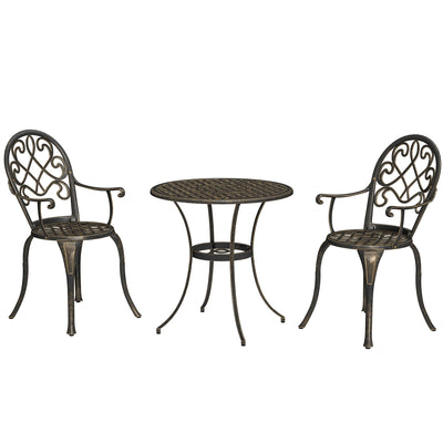 Outsunny Three-Piece Elegant Aluminium Garden Set - Bronze Tone 
