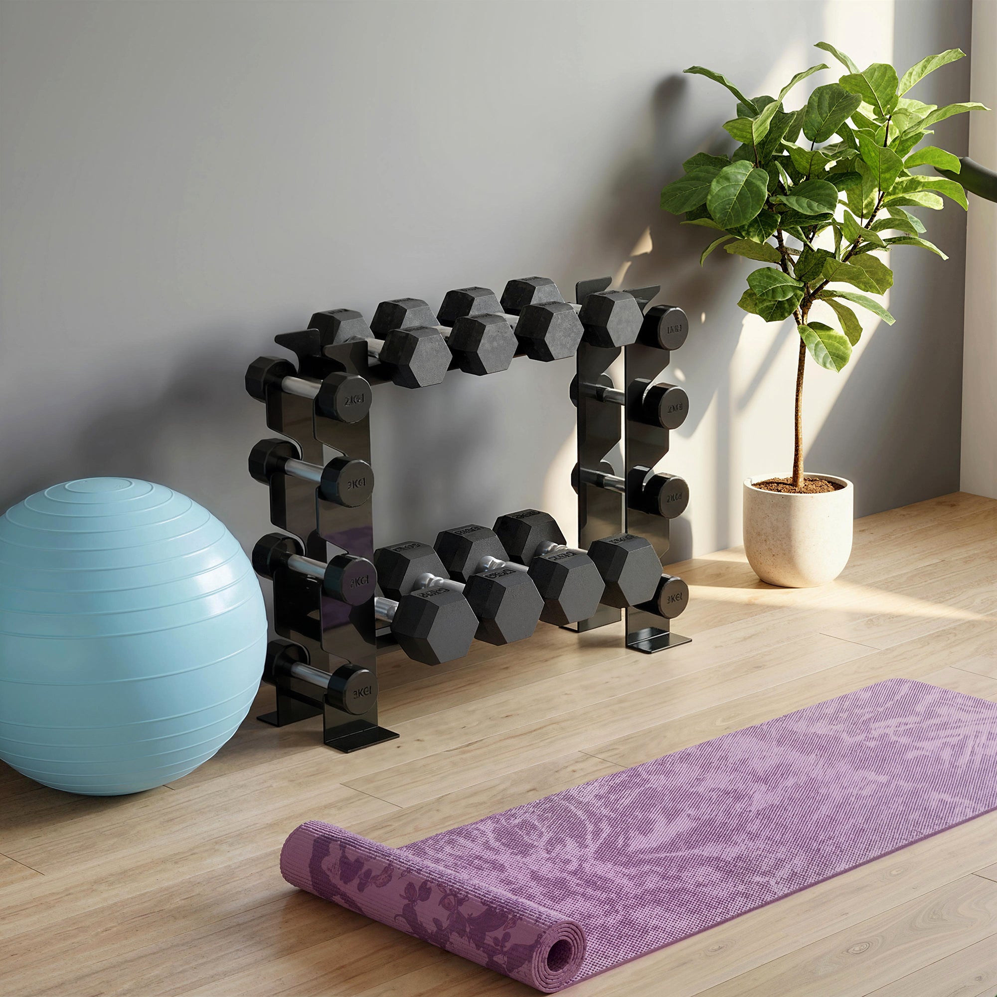 SPORTNOW 4-Tier Dumbbell Rack, Heavy-Duty Weight Rack for Dumbbells, Kettlebells and Multiple Balls, 200 KG Capacity, Black 