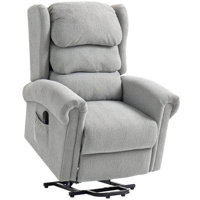 HOMCOM Power Lift Recliner Chair for Elderly, Velvet Electric Riser and Recliner Armchair for Living Room with Remote Control, 2 Side Pockets, Thick Padded Back, Grey 