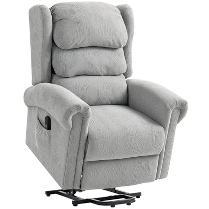 HOMCOM Power Lift Recliner Chair for Elderly, Velvet Electric Riser and Recliner Armchair for Living Room with Remote Control, 2 Side Pockets, Thick Padded Back, Grey