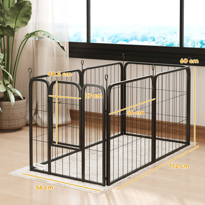 PawHut 6 Panels Heavy Duty Dog Playpen with Secure Door, for Indoor Outdoor, for Garden, Camping, 60cm High 