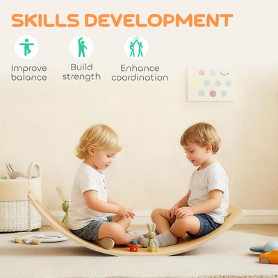 AIYAPLAY Kids Wooden Balance Board with Rope, Wooden Wobble Board with Felt for Sensory Play, for Toddler 3-6 Years Old 