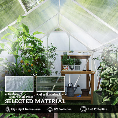 Outsunny 6 x 8ft Walk-In Greenhouse, with Sliding Door - Clear 