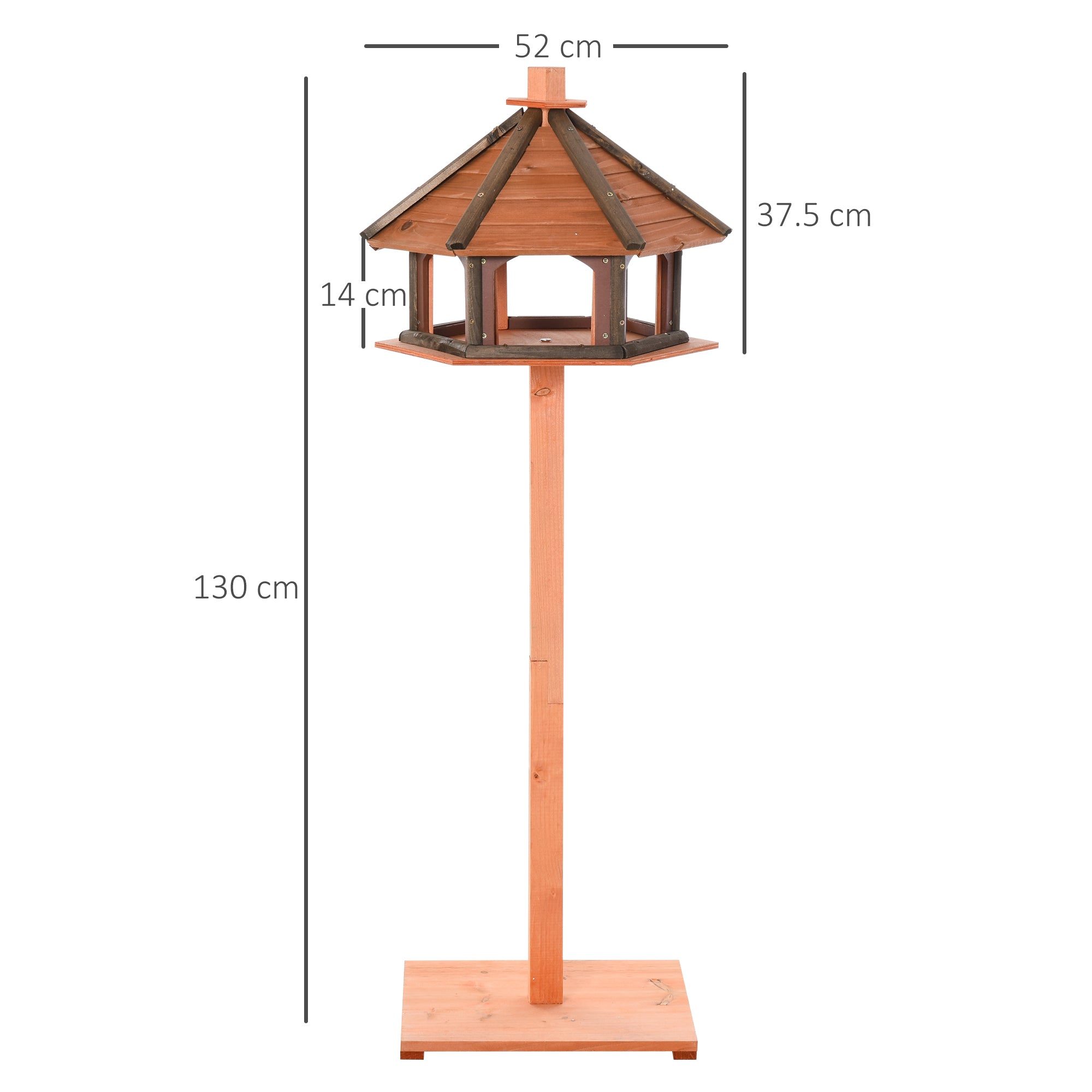 PawHut Wooden Bird Table Bird Feeding Station Playstand with Roof 130Hcm for Outdoor Brown 
