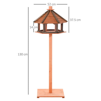 PawHut Wooden Bird Table Bird Feeding Station Playstand with Roof 130Hcm for Outdoor Brown 