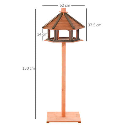 PawHut Wooden Bird Table Bird Feeding Station Playstand with Roof 130Hcm for Outdoor Brown 