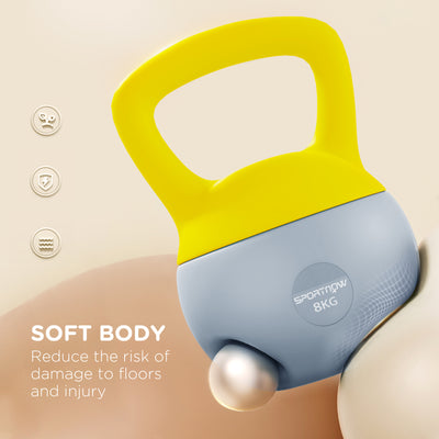 SPORTNOW Soft Kettlebell, 8kg Kettle Bell with Non-Slip Handle for Home Gym Weight Lifting and Strength Training, Yellow and Grey 
