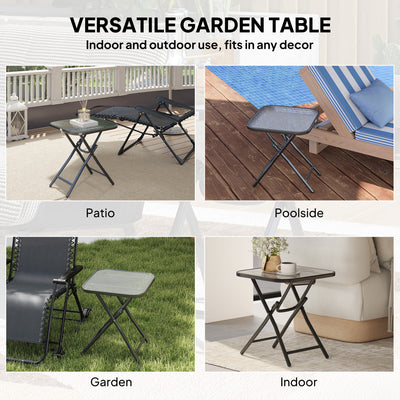 Outsunny Foldable Garden Table Square Folding Table for Patio Garden 45 x 45 x 50Hcm Black 