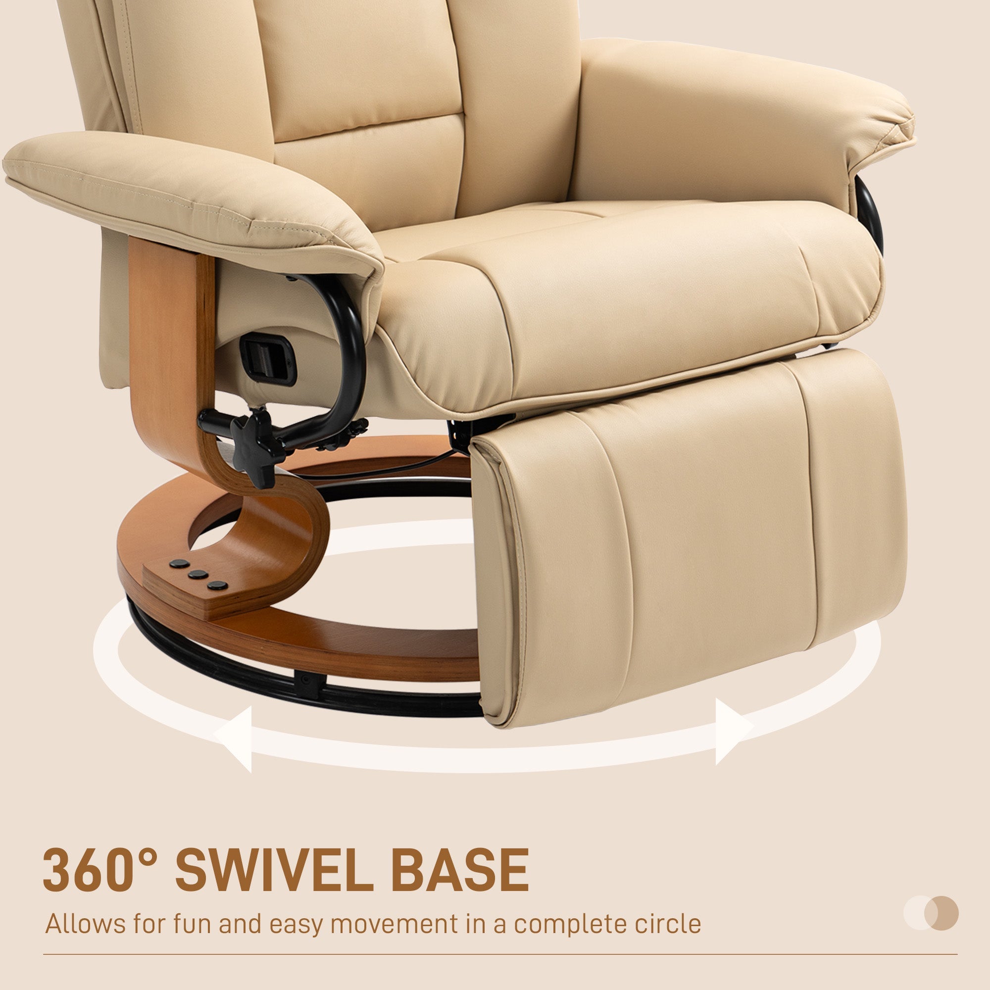 HOMCOM Faux Leather Recliner Chair - Beige 