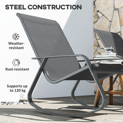 Outsunny Rocking Garden Chair - Grey 