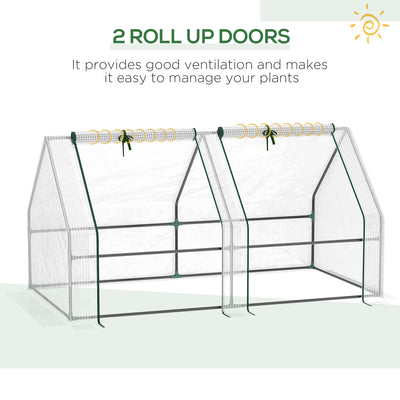 Outsunny Mini Small Greenhouse with Steel Frame & PE Cover & Zipped Window Poly tunnel Steeple for Plants Vegetables, 180 x 90 x 90 cm, White 