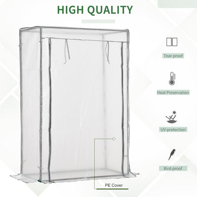 Outsunny 100 x 50 x 150cm Tomato Greenhouse with Roll-up Door, Mini Greenhouse with PE Cover, Outdoor Grow House Small Green House for Yard, Balcony, Garden, White 